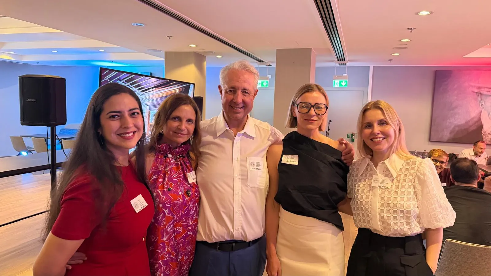 FIAA guests and speakers with their name badges at Le Méridien Frankfurt